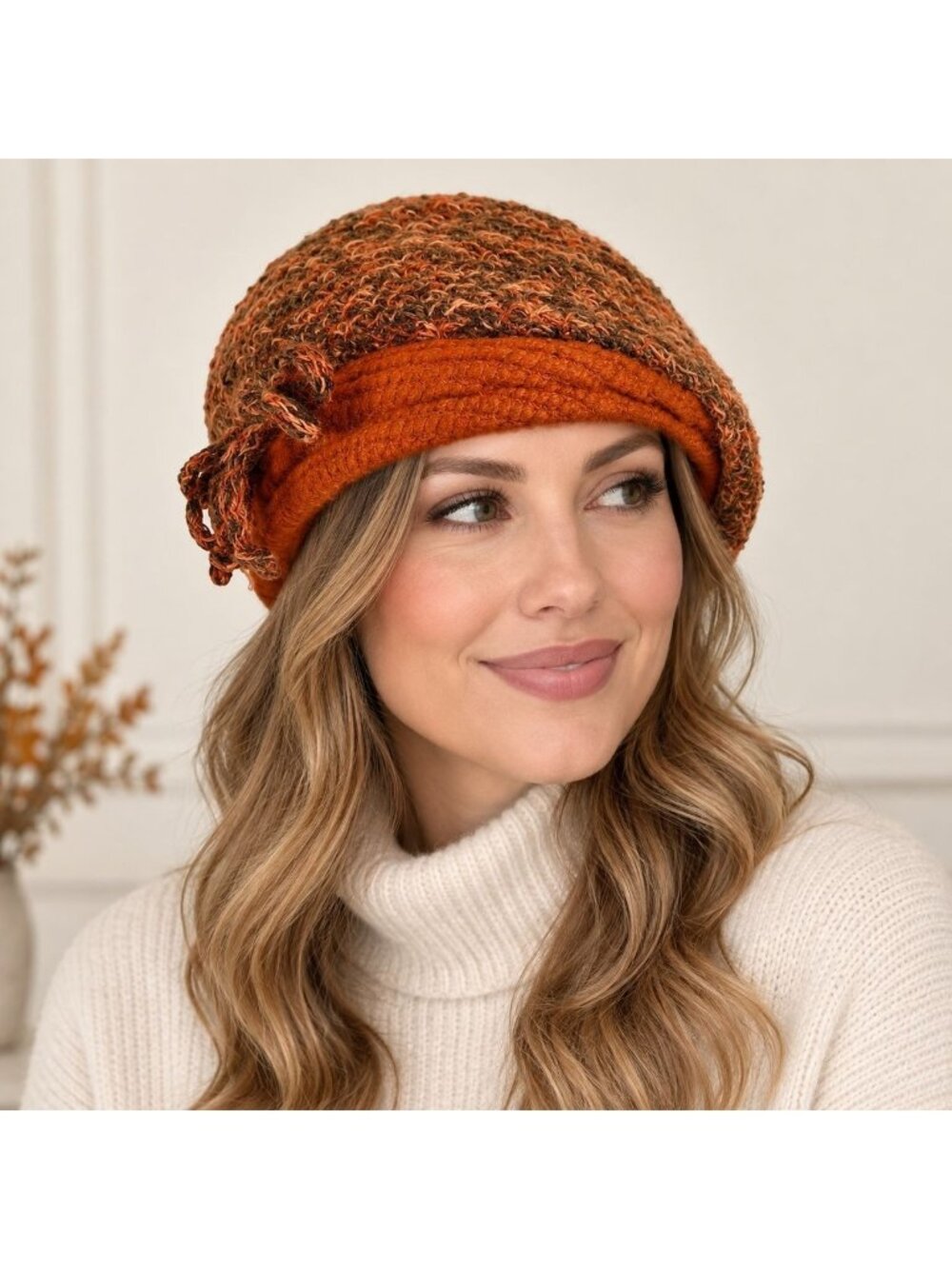Everitt Original Womens Knit Beret Rust Earthy Slouch Hat Vtg Chic Fall Fashion